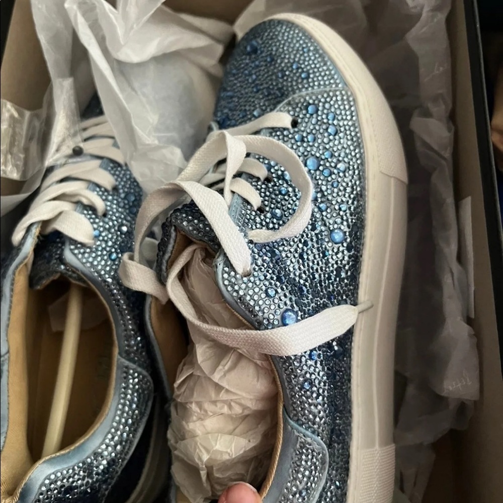 Betsey Johnson rhinestone Sidney light blue sneakers size 7.5 BNIB